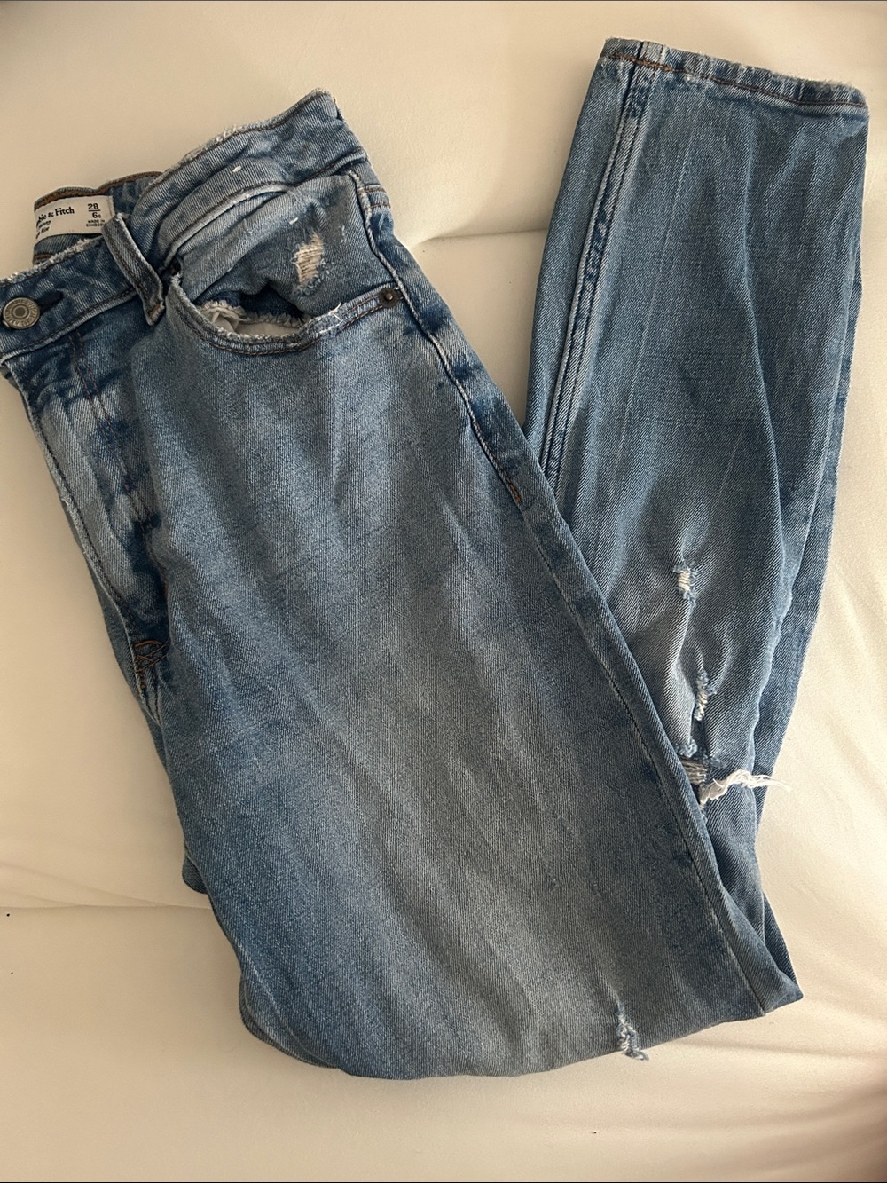 Abercrombie & Fitch Light Blue Distressed skinny high waisted Jeans short